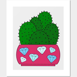 Cute Cactus Design #193: Cacti In Diamond Pot Posters and Art